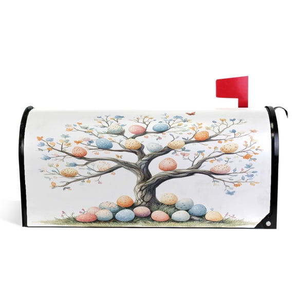 Ryvnso Mailbox Cover Easter Eggs Tree Magnetic Mailbox Wrap Standard Size 21x18 Inch