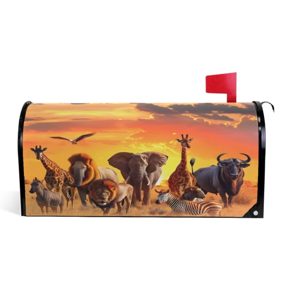 Ryvnso Mailbox Cover Elephants Giraffe Magnetic Mailbox Wrap Standard Size 21x18 Inch