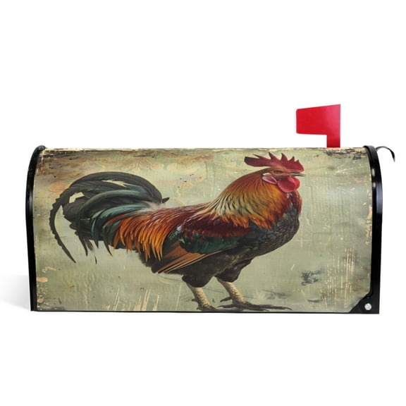 Ryvnso Mailbox Cover Farmhouse Rooster Magnetic Mailbox Wrap Standard Size 21x18 Inch