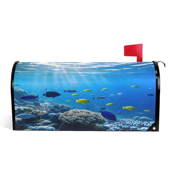 Ryvnso Mailbox Cover Fish Ocean Magnetic Mailbox Wrap Standard Size 21x18 Inch