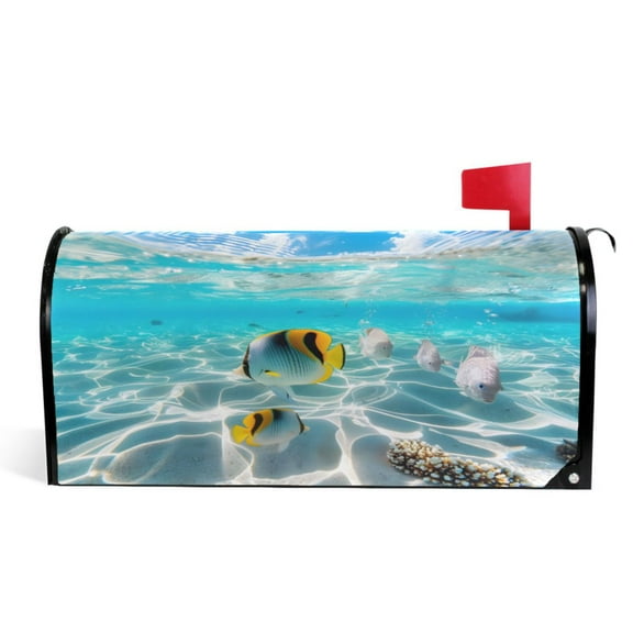 Ryvnso Mailbox Cover Fish Undersea View Magnetic Mailbox Wrap Standard Size 21x18 Inch