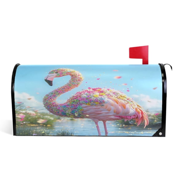 Ryvnso Mailbox Cover Flamingo Floral Magnetic Mailbox Wrap Standard Size 21x18 Inch