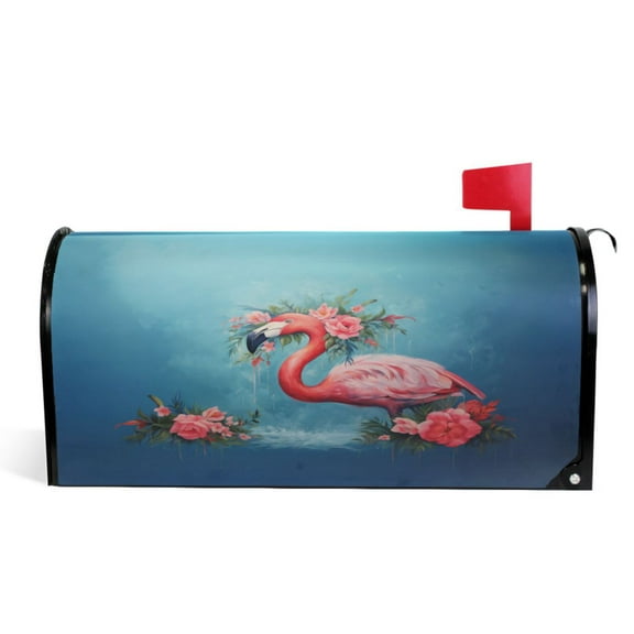 Ryvnso Mailbox Cover Flamingo Flowers Magnetic Mailbox Wrap Standard Size 21x18 Inch