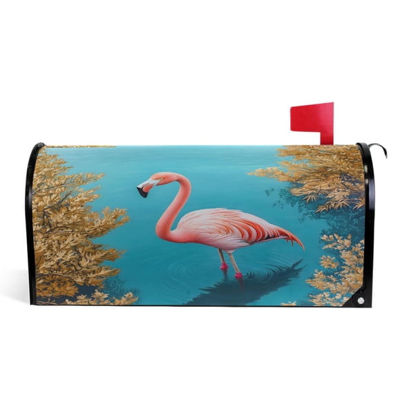 Ryvnso Mailbox Cover Flamingo Landscape Magnetic Mailbox Wrap Standard Size 21x18 Inch