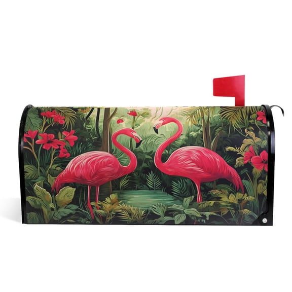 Ryvnso Mailbox Cover Flamingo Tropical Rainforest Magnetic Mailbox Wrap Standard Size 21x18 Inch