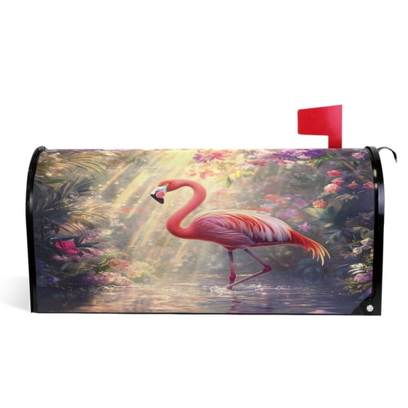 Ryvnso Mailbox Cover Flamingo View Magnetic Mailbox Wrap Standard Size 21x18 Inch