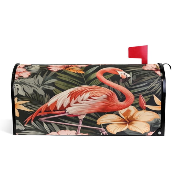 Ryvnso Mailbox Cover Flamingo in Palm Tree Magnetic Mailbox Wrap Standard Size 21x18 Inch