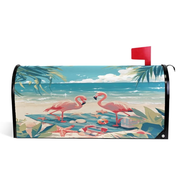 Ryvnso Mailbox Cover Flamingos Camping Beach Magnetic Mailbox Wrap Standard Size 21x18 Inch