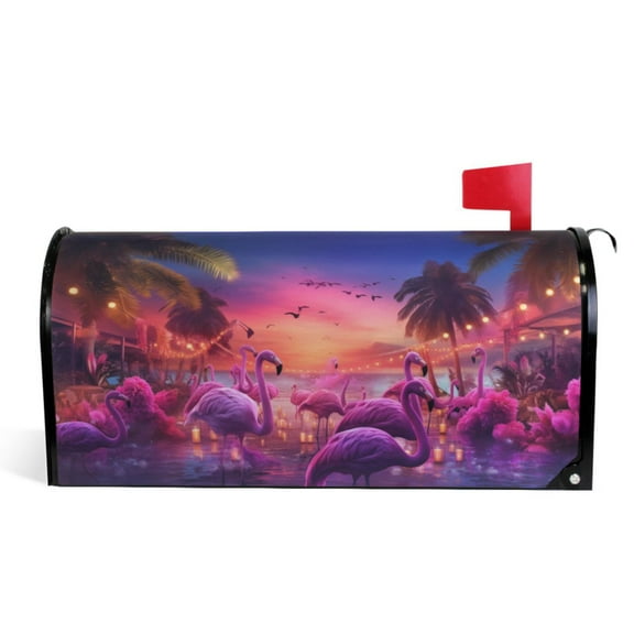 Ryvnso Mailbox Cover Flamingos Magnetic Mailbox Wrap Standard Size 21x18 Inch