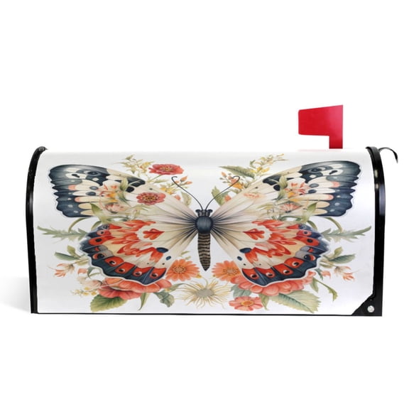 Ryvnso Mailbox Cover Floral on Butterfly Magnetic Mailbox Wrap Standard Size 21x18 Inch