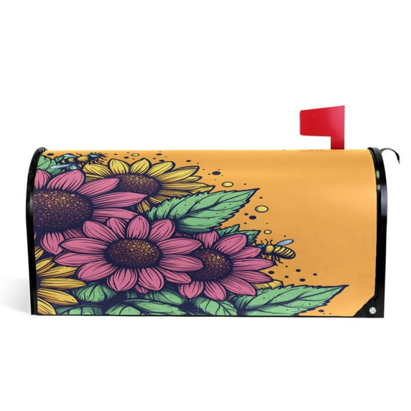 Ryvnso Mailbox Cover Flowers Magnetic Mailbox Wrap Standard Size 21x18 Inch