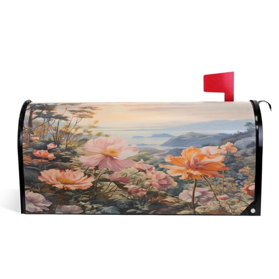 Ryvnso Mailbox Cover Flowers and Floral Magnetic Mailbox Wrap Standard Size 21x18 Inch