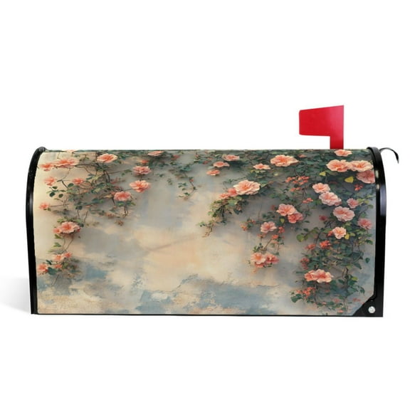 Ryvnso Mailbox Cover Flowers on Wall Magnetic Mailbox Wrap Standard Size 21x18 Inch