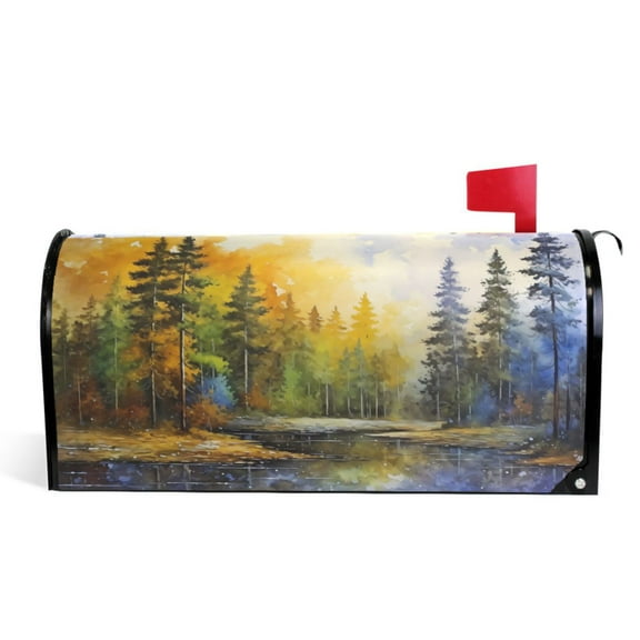 Ryvnso Mailbox Cover Forest Landscape Magnetic Mailbox Wrap Standard Size 21x18 Inch