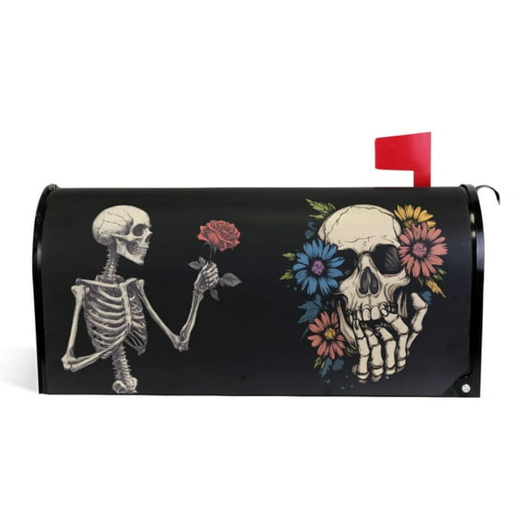 Ryvnso Mailbox Cover Funny Cool Skull Flower Magnetic Mailbox Wrap Standard Size 21x18 Inch