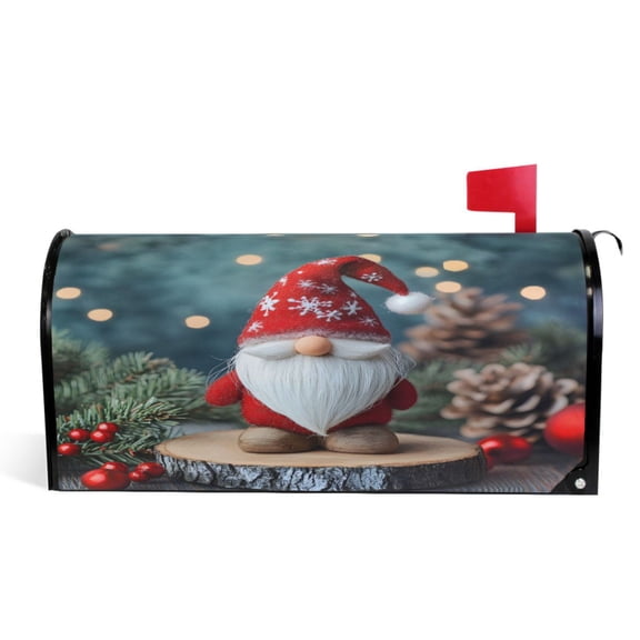 Ryvnso Mailbox Cover Funny Gnome Christmas Magnetic Mailbox Wrap Standard Size 21x18 Inch
