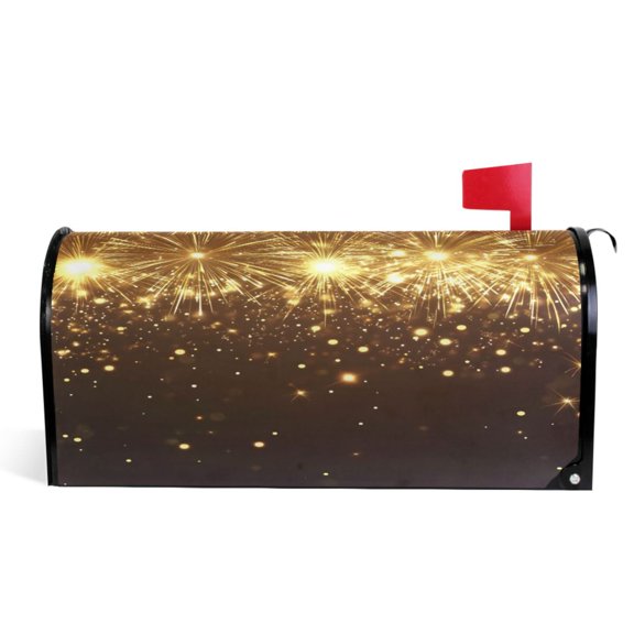 Ryvnso Mailbox Cover Golden Fireworks Magnetic Mailbox Wrap Standard Size 21x18 Inch