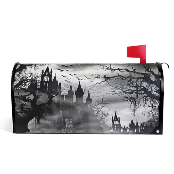 Ryvnso Mailbox Cover Halloween Castle Silhouette Magnetic Mailbox Wrap Standard Size 21x18 Inch