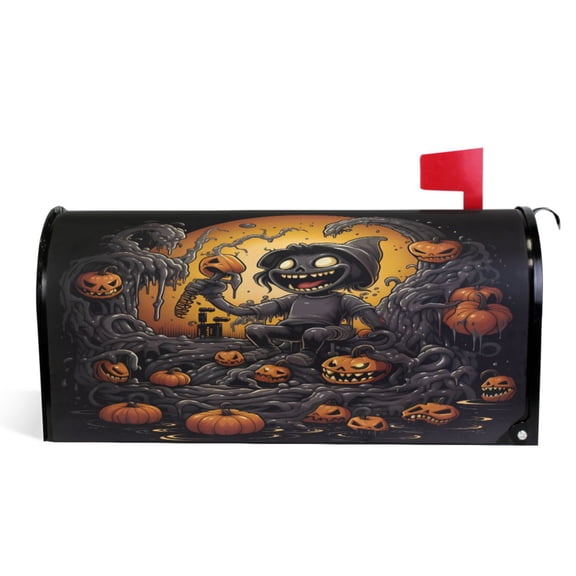 Ryvnso Mailbox Cover Halloween Pumpkins Magnetic Mailbox Wrap Standard Size 21x18 Inch