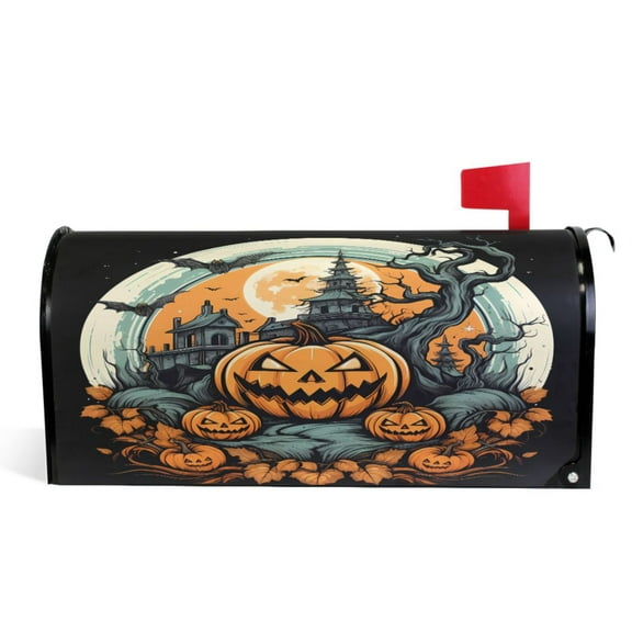Ryvnso Mailbox Cover Halloween Pumpkins Magnetic Mailbox Wrap Standard Size 21x18 Inch