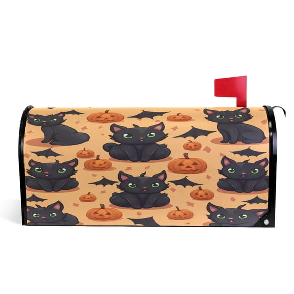 Ryvnso Mailbox Cover Halloween Pumpkins and Cats Magnetic Mailbox Wrap Standard Size 21x18 Inch