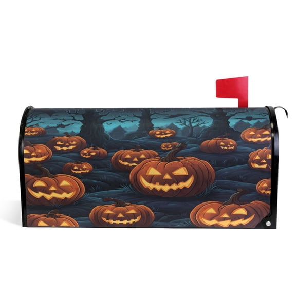 Ryvnso Mailbox Cover Halloween and Bats Pumpkins Magnetic Mailbox Wrap Standard Size 21x18 Inch