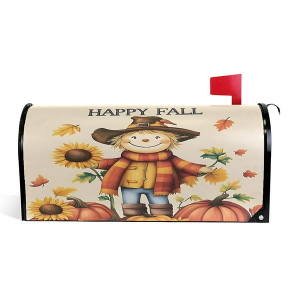 Ryvnso Mailbox Cover Happy Fall Leaf Sunflower Magnetic Mailbox Wrap Standard Size 21x18 Inch
