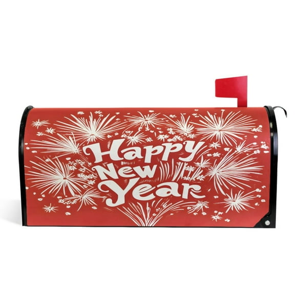 Ryvnso Mailbox Cover Happy New Year Magnetic Mailbox Wrap Standard Size 21x18 Inch