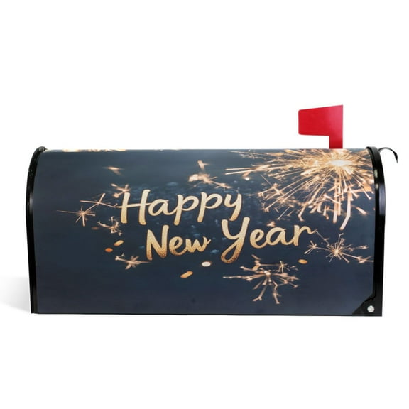 Ryvnso Mailbox Cover Happy New Year Paint Magnetic Mailbox Wrap Standard Size 21x18 Inch