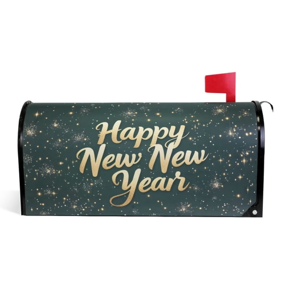 Ryvnso Mailbox Cover Happy New Year Shiney Magnetic Mailbox Wrap Standard Size 21x18 Inch