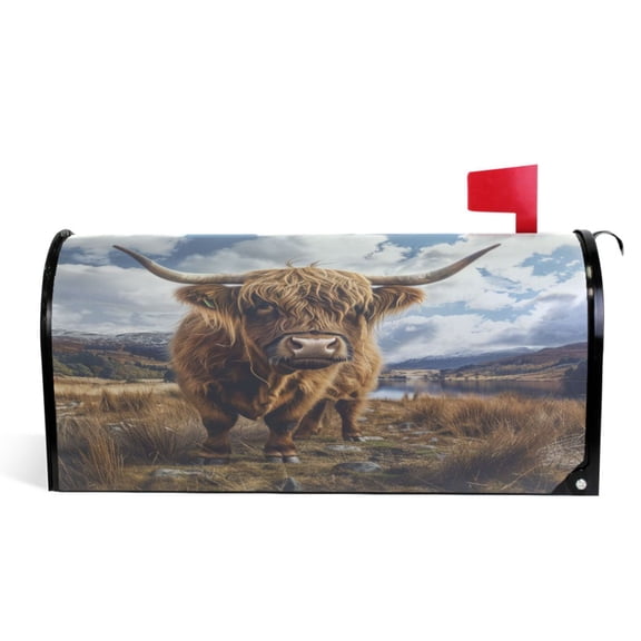 Ryvnso Mailbox Cover Highland Cow Magnetic Mailbox Wrap Standard Size 21x18 Inch