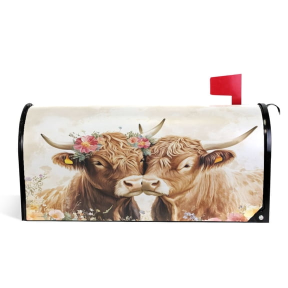 Ryvnso Mailbox Cover Highland Cows Magnetic Mailbox Wrap Standard Size 21x18 Inch