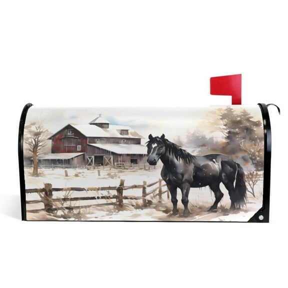 Ryvnso Mailbox Cover Horse Farmhouse Magnetic Mailbox Wrap Standard Size 21x18 Inch