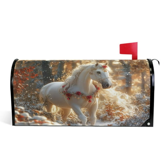 Ryvnso Mailbox Cover Horse Forest Magnetic Mailbox Wrap Standard Size 21x18 Inch