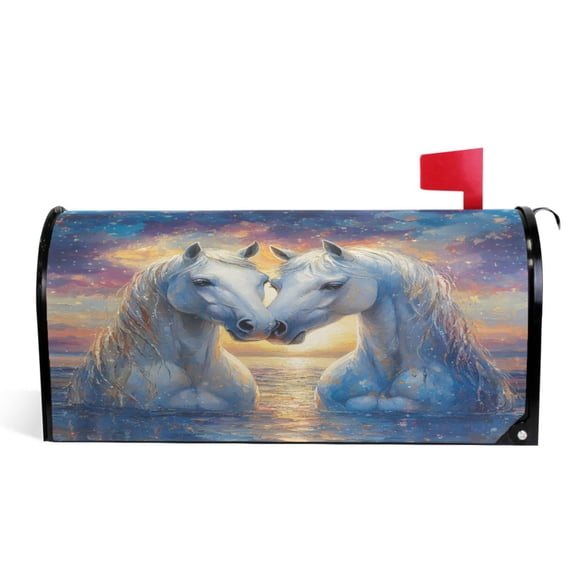 Ryvnso Mailbox Cover Horse in Sea Magnetic Mailbox Wrap Standard Size 21x18 Inch
