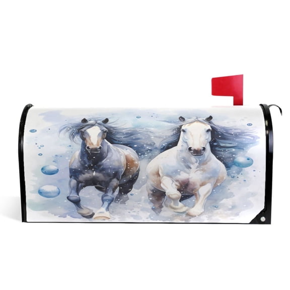 Ryvnso Mailbox Cover Horses Magnetic Mailbox Wrap Standard Size 21x18 Inch