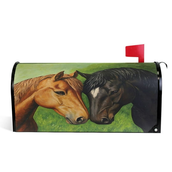 Ryvnso Mailbox Cover Horses Magnetic Mailbox Wrap Standard Size 21x18 Inch