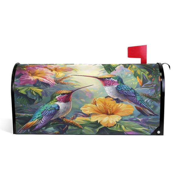 Ryvnso Mailbox Cover Hummingbirds Lily Flower Magnetic Mailbox Wrap Standard Size 21x18 Inch