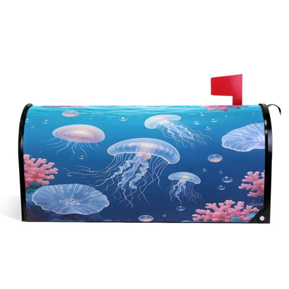 Ryvnso Mailbox Cover Jellyfish Magnetic Mailbox Wrap Standard Size 21x18 Inch