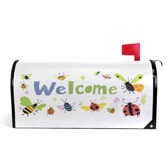 Ryvnso Mailbox Cover Ladybugs Welcome Magnetic Mailbox Wrap Standard Size 21x18 Inch