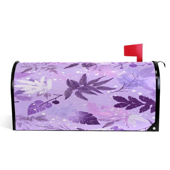 Ryvnso Mailbox Cover Leaves Snow Pattern Magnetic Mailbox Wrap Standard Size 21x18 Inch