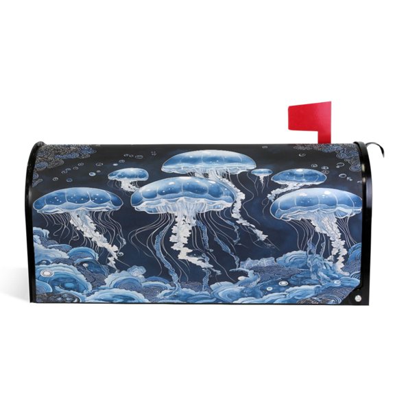 Ryvnso Mailbox Cover Magic Jellyfish Magnetic Mailbox Wrap Standard Size 21x18 Inch