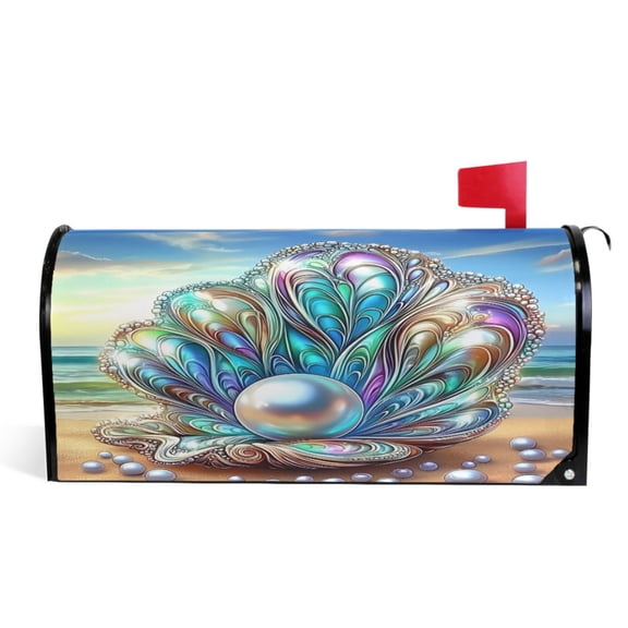 Ryvnso Mailbox Cover Magic Shells on Beach Magnetic Mailbox Wrap Standard Size 21x18 Inch