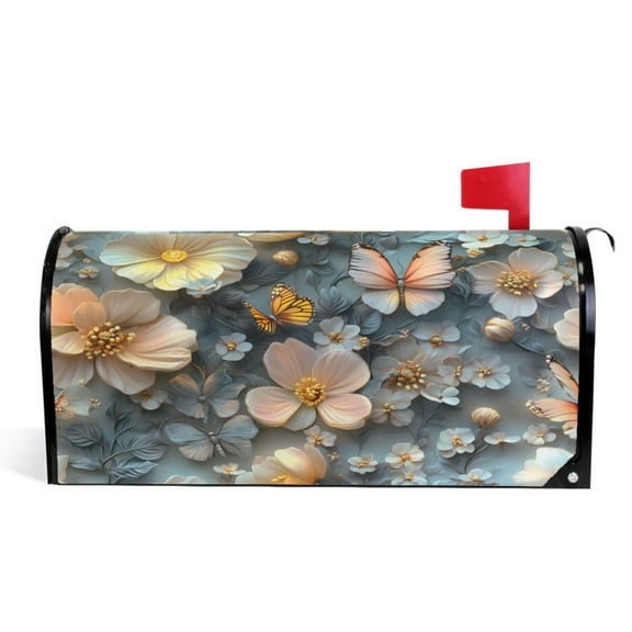 Ryvnso Mailbox Cover Magnetic 3d Flower Pattern Mailbox Wrap Large Size 25.5x21 Inch