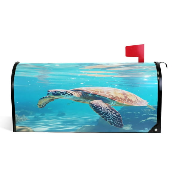 Ryvnso Mailbox Cover Magnetic Big Sea Turtle in Sea Mailbox Wrap Large Size 25.5x21 Inch