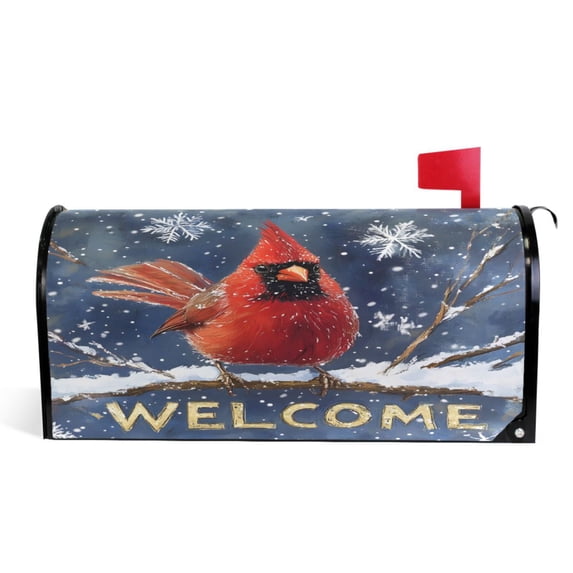 Ryvnso Mailbox Cover Magnetic Cardinal and Welcome Mailbox Wrap Large Size 25.5x21 Inch