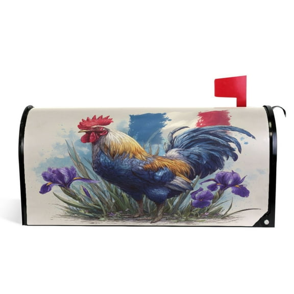 Ryvnso Mailbox Cover Magnetic Chicken with Flag Mailbox Wrap Large Size 25.5x21 Inch