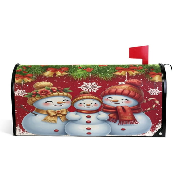 Ryvnso Mailbox Cover Magnetic Christmas Snowman Bell Snowflake Mailbox Wrap Large Size 25.5x21 Inch