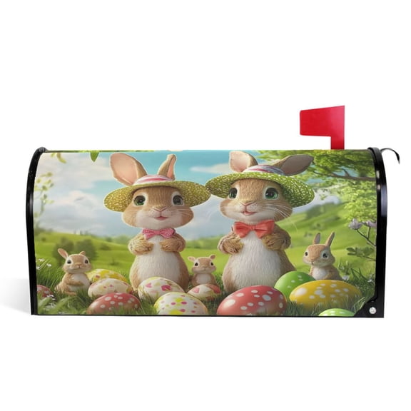 Ryvnso Mailbox Cover Magnetic Cute Esater Bunny Mailbox Wrap Large Size 25.5x21 Inch