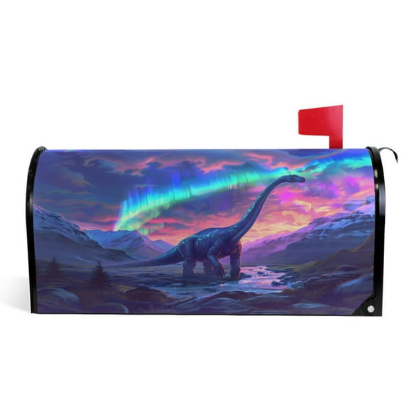 Ryvnso Mailbox Cover Magnetic Dinosaur in Beautiful Sky Mailbox Wrap Large Size 25.5x21 Inch